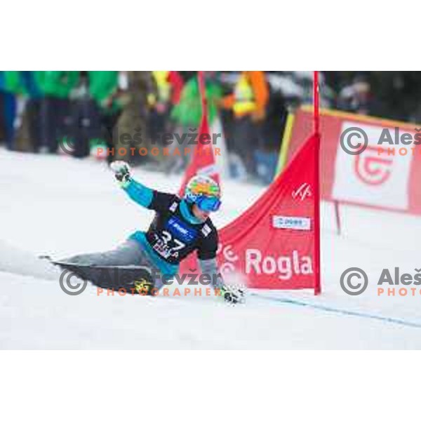 Tim Mastnak in action during snowboard match of FIS Snowboard World Cup Parallel Gaint Slalom at Rogla, Slovenia, on January 23, 2016