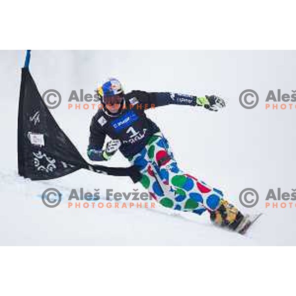 Roland Fischnaller in action during snowboard match of FIS Snowboard World Cup Parallel Gaint Slalom at Rogla, Slovenia, on January 23, 2016