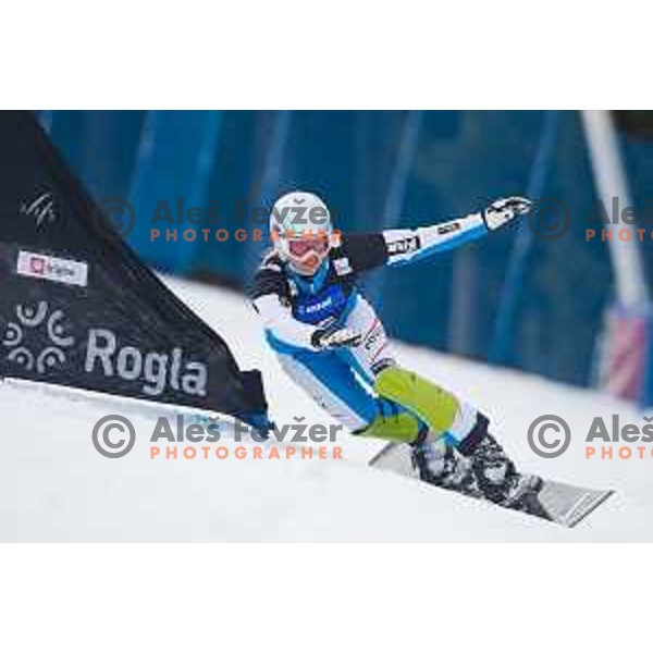 Marion Kreiner in action during snowboard match of FIS Snowboard World Cup Parallel Gaint Slalom at Rogla, Slovenia, on January 23, 2016