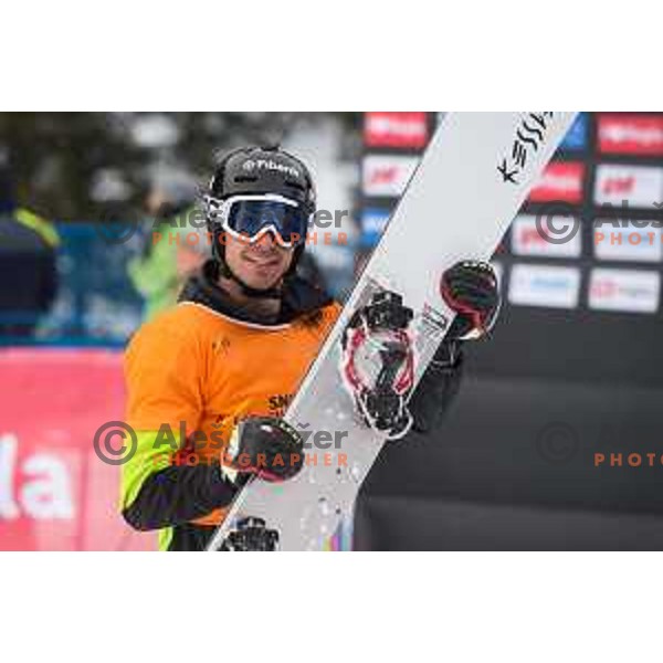 Radoslav Yankov in action during snowboard match of FIS Snowboard World Cup Parallel Gaint Slalom at Rogla, Slovenia, on January 23, 2016
