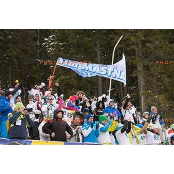 in action during snowboard match of FIS Snowboard World Cup Parallel Gaint Slalom at Rogla, Slovenia, on January 23, 2016