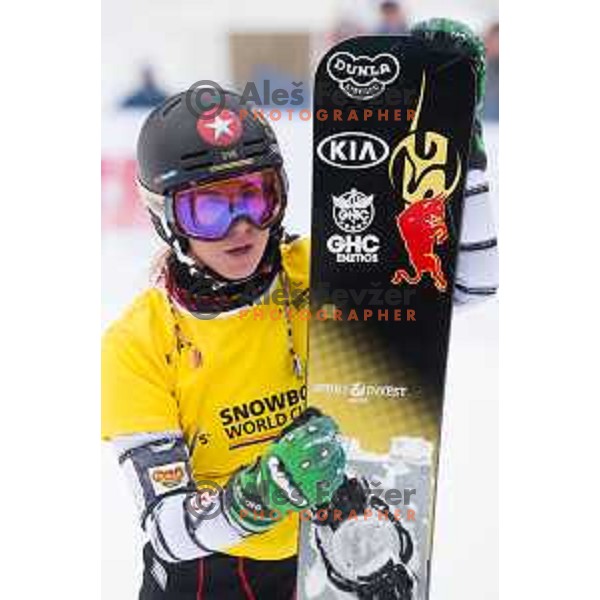 Ester Ledetcka in action during snowboard match of FIS Snowboard World Cup Parallel Gaint Slalom at Rogla, Slovenia, on January 23, 2016