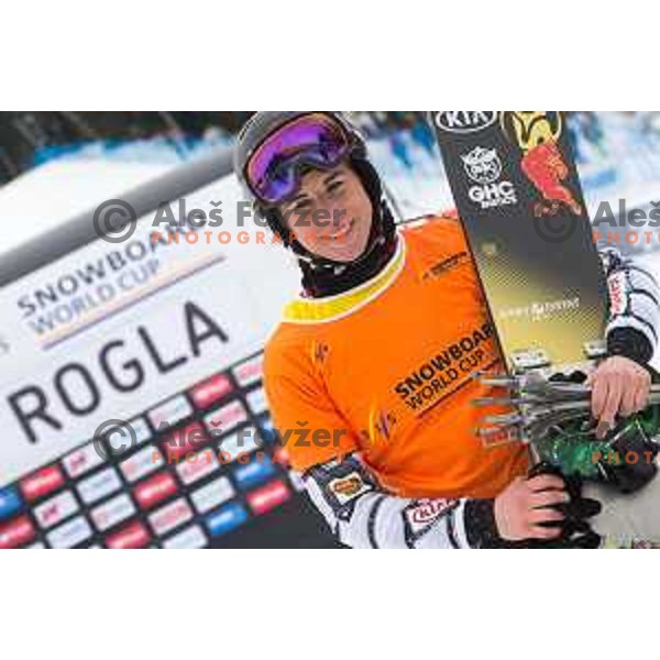 Ester Ledetcka in action during snowboard match of FIS Snowboard World Cup Parallel Gaint Slalom at Rogla, Slovenia, on January 23, 2016