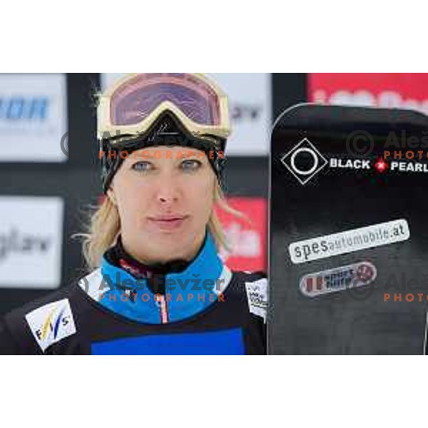 Marion Kreiner in action during snowboard match of FIS Snowboard World Cup Parallel Gaint Slalom at Rogla, Slovenia, on January 23, 2016