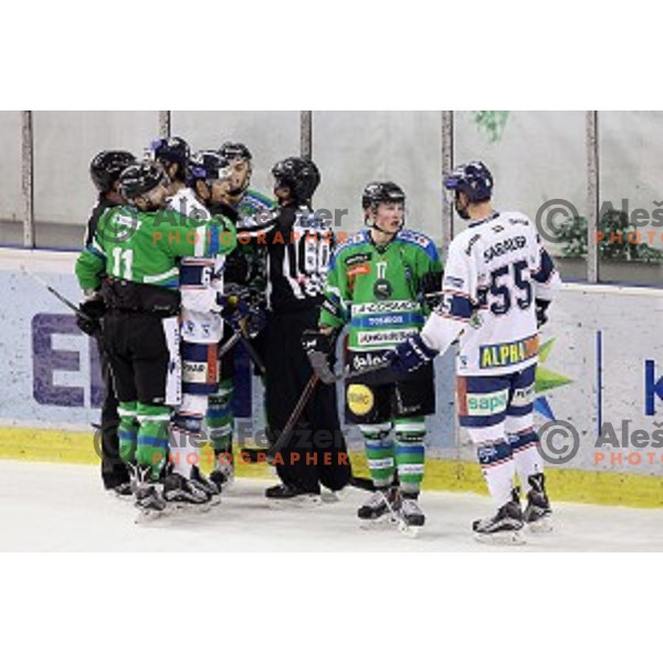 of Telemach Olimpija in action during ice-hockey match Telemach Olimpija - Sapa AV 19 in EBEL league 2015/2016 in Tivoli Hall, Ljubljana, Slovenia on January 24, 2016