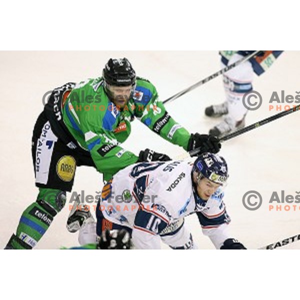 of Telemach Olimpija in action during ice-hockey match Telemach Olimpija - Sapa AV 19 in EBEL league 2015/2016 in Tivoli Hall, Ljubljana, Slovenia on January 24, 2016