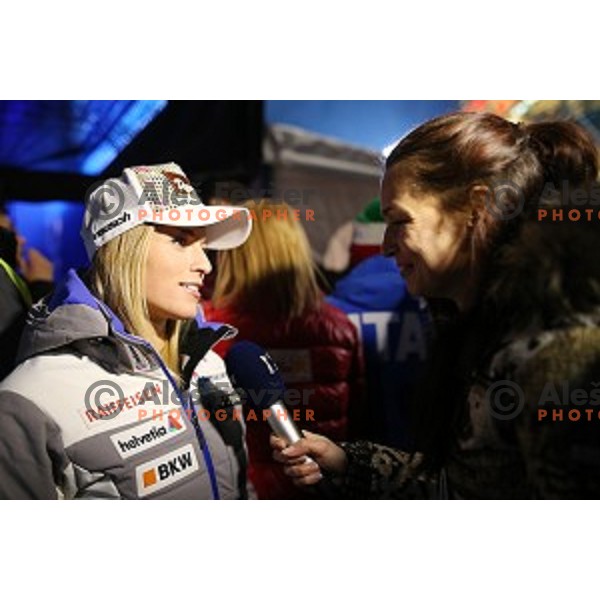 Lara Gut (SUI) during official draw of starting numbers for FIS Audi World Cup Alpine skiing Giant Slalom for 52 Golden Fox - Zlata Lisica in Maribor, Slovenia on January 29, 2016