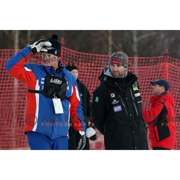Course inspection for FIS Audi World Cup Alpine skiing Giant Slalom for 52 Golden Fox - Zlata Lisica in Maribor, Slovenia on January 30, 2016