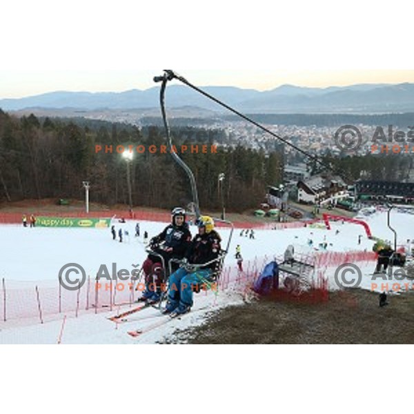 Course inspection for FIS Audi World Cup Alpine skiing Giant Slalom for 52 Golden Fox - Zlata Lisica in Maribor, Slovenia on January 30, 2016