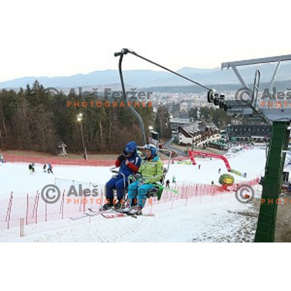 Ilka Stuhec at Course inspection for FIS Audi World Cup Alpine skiing Giant Slalom for 52 Golden Fox - Zlata Lisica in Maribor, Slovenia on January 30, 2016