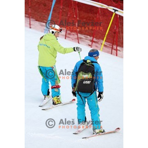 Ana Drev at Course inspection for FIS Audi World Cup Alpine skiing Giant Slalom for 52 Golden Fox - Zlata Lisica in Maribor, Slovenia on January 30, 2016