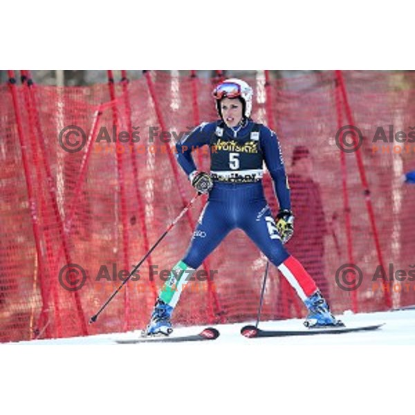 Federica Brignone crashes in first run of FIS Audi World Cup Alpine skiing Giant Slalom for 52 Golden Fox - Zlata Lisica in Maribor, Slovenia on January 30, 2016