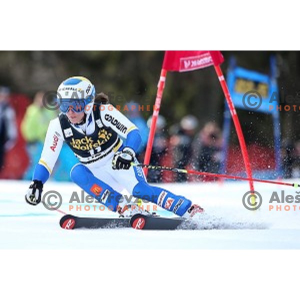 Maria Pietilae Holmner skiing in first run of FIS Audi World Cup Alpine skiing Giant Slalom for 52 Golden Fox - Zlata Lisica in Maribor, Slovenia on January 30, 2016