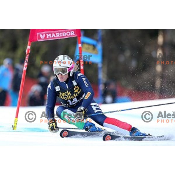Nadia Fanchini skiing in first run of FIS Audi World Cup Alpine skiing Giant Slalom for 52 Golden Fox - Zlata Lisica in Maribor, Slovenia on January 30, 2016Nadia Fanchini