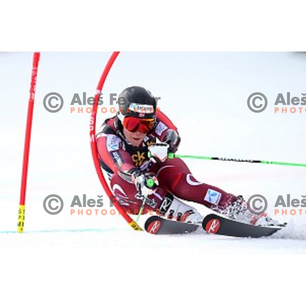 Ragnhild Mowinckel in first run of FIS Audi World Cup Alpine skiing Giant Slalom for 52 Golden Fox - Zlata Lisica in Maribor, Slovenia on January 30, 2016