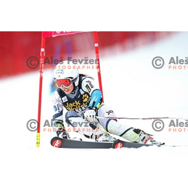 Emi Hasegawa in first run of FIS Audi World Cup Alpine skiing Giant Slalom for 52 Golden Fox - Zlata Lisica in Maribor, Slovenia on January 30, 2016