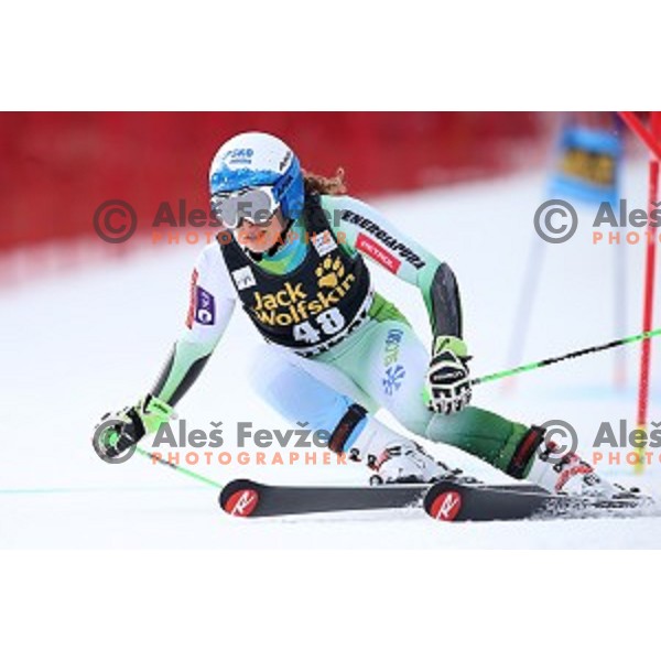 Ilka Stuhec (SLO) skiing in first run of FIS Audi World Cup Alpine skiing Giant Slalom for 52 Golden Fox - Zlata Lisica in Maribor, Slovenia on January 30, 2016