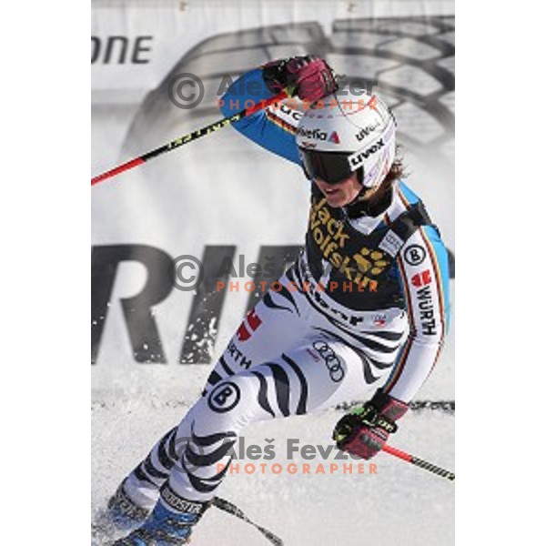 Viktoria Rebensburg (GER) winner of FIS Audi World Cup Alpine skiing Giant Slalom for 52 Golden Fox - Zlata Lisica in Maribor, Slovenia on January 30, 2016
