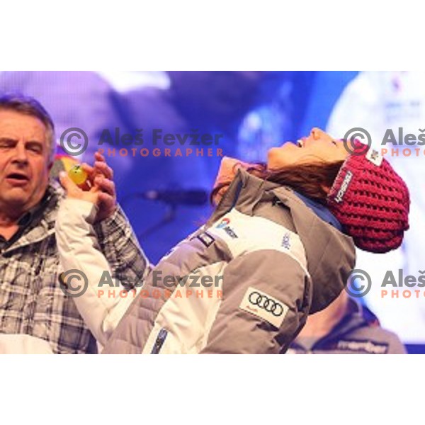 Wendy Holdener at Public draw of starting numbers for FIS Audi World Cup Alpine Skiing Slalom for 52 Golden Fox - Zlata Lisica in Maribor, Slovenia on January 30, 2016
