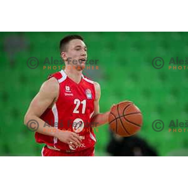 Domen Bratoz of Tajfun in action during basketball match between Union Olimpija and Tajfun Sentjur during 22. round of ABA league in Arena Stozice, Ljubljana, Slovenia, on 30th January, 2016.
