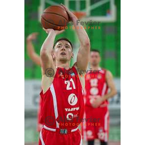 Domen Bratoz of Tajfun in action during basketball match between Union Olimpija and Tajfun Sentjur during 22. round of ABA league in Arena Stozice, Ljubljana, Slovenia, on 30th January, 2016.