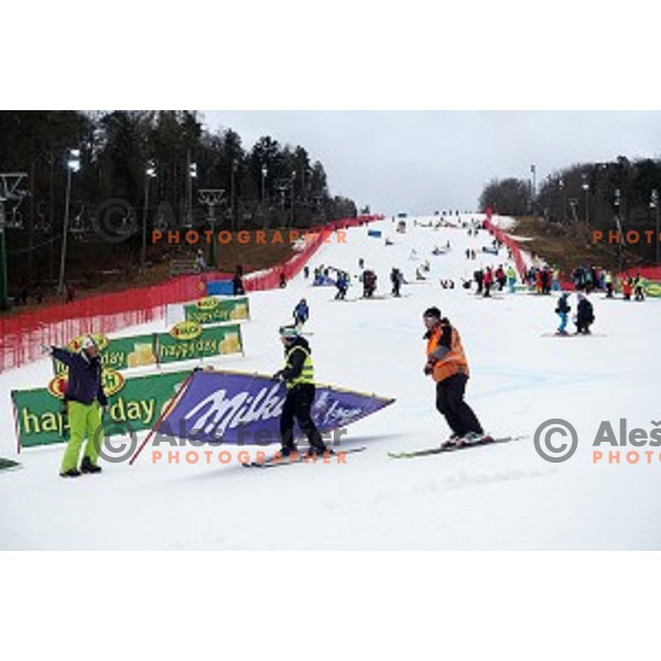 FIS Audi World Cup Alpine Skiing Slalom for 52 Golden Fox - Zlata Lisica in Maribor, Slovenia on January 31, 2016 which was cancelled due to warm temperatures