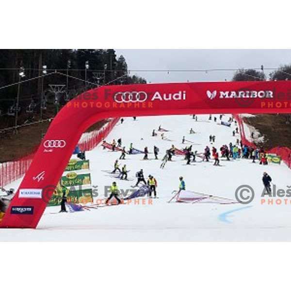 FIS Audi World Cup Alpine Skiing Slalom for 52 Golden Fox - Zlata Lisica in Maribor, Slovenia on January 31, 2016 which was cancelled due to warm temperatures