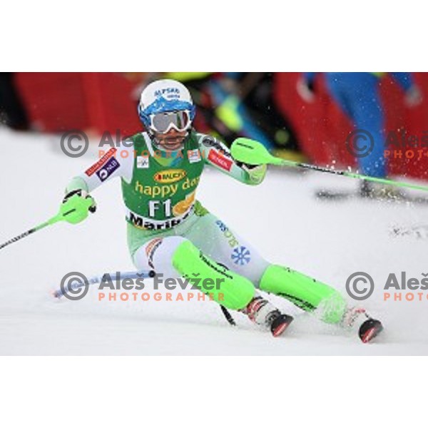 Ilka Stuhec skiing as forerunner at FIS Audi World Cup Alpine Skiing Slalom for 52 Golden Fox - Zlata Lisica in Maribor, Slovenia on January 31, 2016 which was cancelled due to warm temperatures