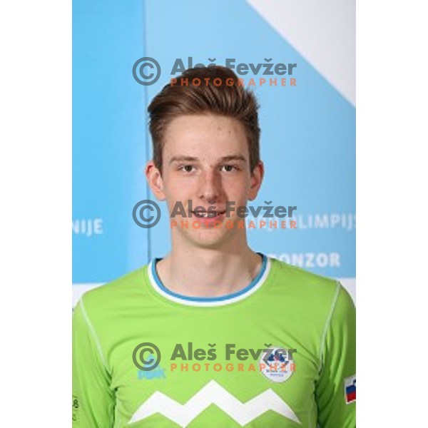 Luka markun of Slovenia team for MOI Lillehammer - Youth Olympic games Norway 2016 at official presentation in Bled, Slovenia on February 4, 2016