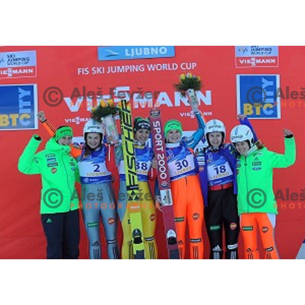 Maja Vtic, Spela Rogelj at FIS Ski jumping Ladies World Cup in Ljubno, Slovenia on February 13, 2016