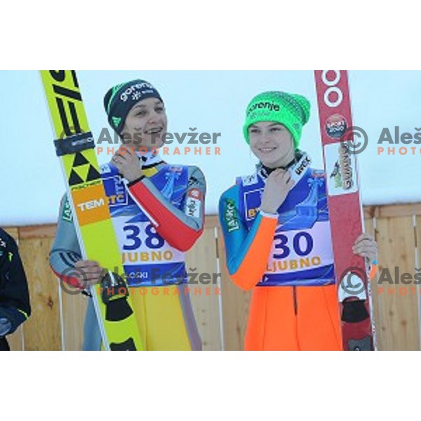 Maja Vtic, Spela Rogelj at FIS Ski jumping Ladies World Cup in Ljubno, Slovenia on February 13, 2016