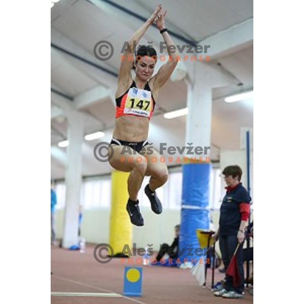 Nina Djordjevic competes in long jump at Slovenian National Athletics Indoor Championships in Celje on February 20, 2016