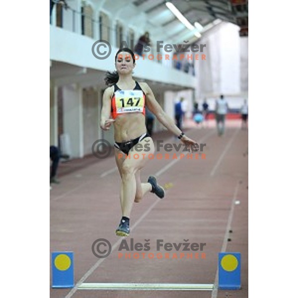 Nina Djordjevic competes in long jump at Slovenian National Athletics Indoor Championships in Celje on February 20, 2016