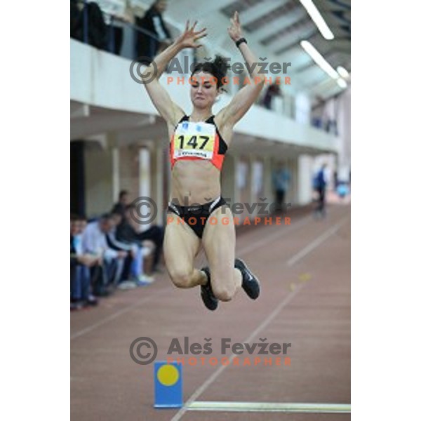 Nina Djordjevic competes in long jump at Slovenian National Athletics Indoor Championships in Celje on February 20, 2016
