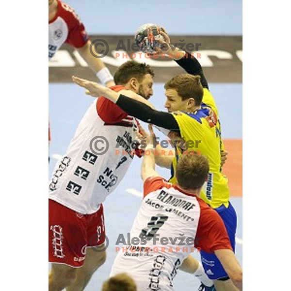 of Celje Pivovarna Lasko in action during EHF Champions league match between Celje Pivovarna Lasko and Flensburg in Zlatorog Hall, Celje, Slovenia on February 20, 2016