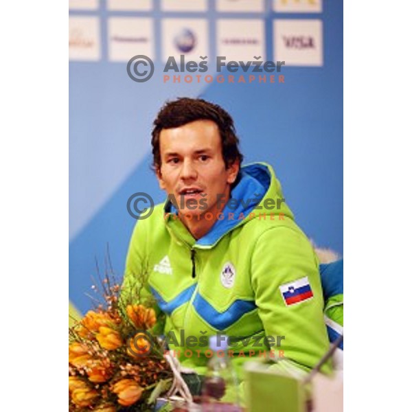Anze Bercic , ambassador of Slovenia team for MOI Lillehammer - Youth Olympic games Norway 2016 at arrival back to Ljubljana Airport on February 22, 2016