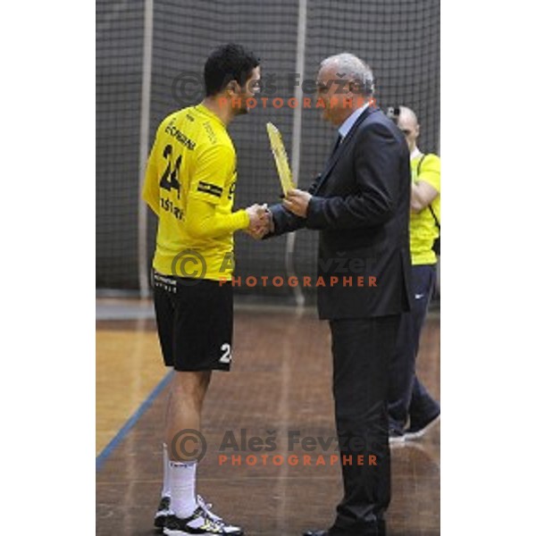 Mario Sostaric during 1.NLB leasing liga handball match Gorenje Velenje- Celje Pivovarna Lasko in Red Hall, Velenje, Slovenia on February 24, 2016