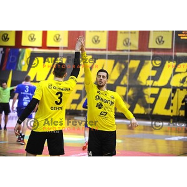 Mario Sostaric in action during 1.NLB leasing liga handball match Gorenje Velenje- Celje Pivovarna Lasko in Red Hall, Velenje, Slovenia on February 24, 2016