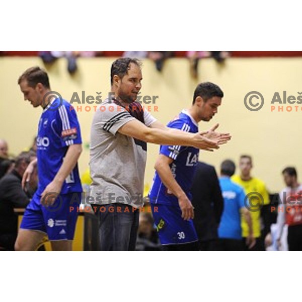 Branko Tamse in action during 1.NLB leasing liga handball match Gorenje Velenje- Celje Pivovarna Lasko in Red Hall, Velenje, Slovenia on February 24, 2016