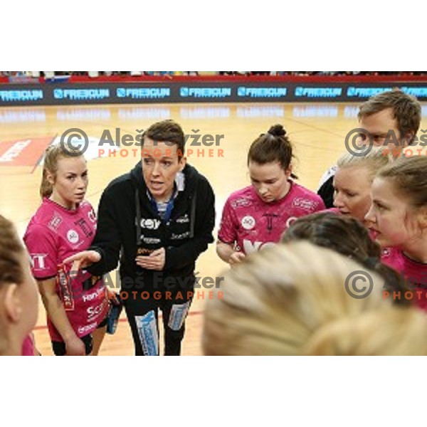 Coach Borgersen Lunde during handball match between Krim Mercator (Slovenia) and Vipers Kristiansand ( Norway) in Cup Winners Cup, played in Kodeljevo Hall, Ljubljana, Slovenia on February 27, 2016