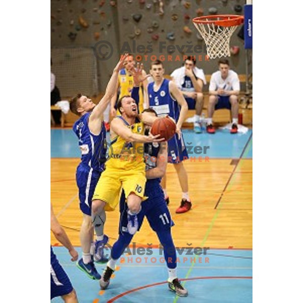 Boris Jersin in action during Telemach league basketball match between Sencur GGD and LTH Castings in Sencur Sports Hall, Slovenia on February 27, 2016