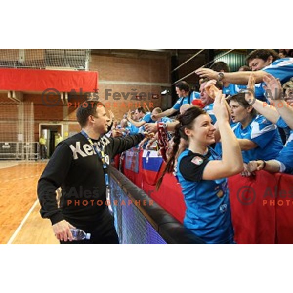 Uros Bregar of Krim Mercator in action during handball match between Krim Mercator (Slovenia) and Vipers Kristiansand ( Norway) in Cup Winners Cup, played in Kodeljevo Hall, Ljubljana, Slovenia on February 27, 2016