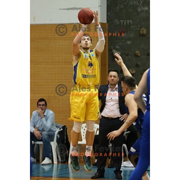 Sven Smajlagic in action during Telemach league basketball match between Sencur GGD and LTH Castings in Sencur Sports Hall, Slovenia on February 27, 2016