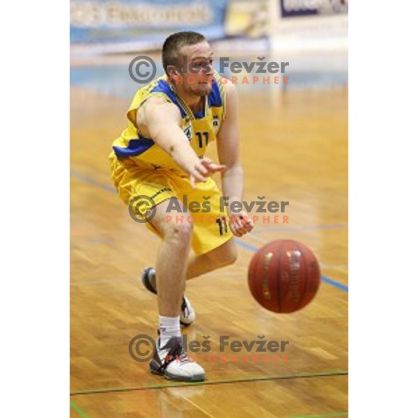 Nejc Martincic in action during Telemach league basketball match between Sencur GGD and LTH Castings in Sencur Sports Hall, Slovenia on February 27, 2016