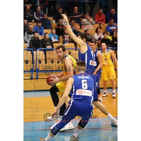 Smiljan Pavic in action during Telemach league basketball match between Sencur GGD and LTH Castings in Sencur Sports Hall, Slovenia on February 27, 2016