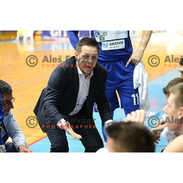Aleksander Sekulic, head coach of LTH in action during Telemach league basketball match between Sencur GGD and LTH Castings in Sencur Sports Hall, Slovenia on February 27, 2016