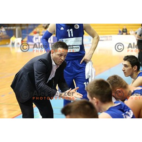 Aleksander Sekulic, head coach of LTH in action during Telemach league basketball match between Sencur GGD and LTH Castings in Sencur Sports Hall, Slovenia on February 27, 2016