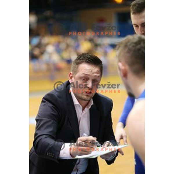 Aleksander Sekulic, head coach of LTH in action during Telemach league basketball match between Sencur GGD and LTH Castings in Sencur Sports Hall, Slovenia on February 27, 2016