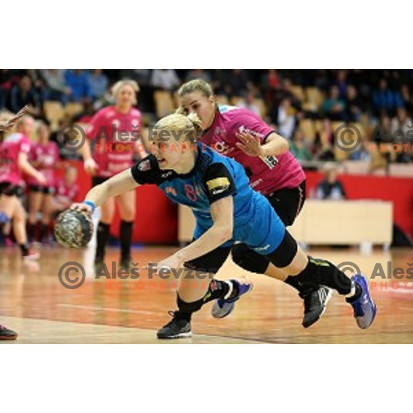 Tamara Mavsar of Krim Mercator in action during handball match between Krim Mercator (Slovenia) and Vipers Kristiansand ( Norway) in Cup Winners Cup, played in Kodeljevo Hall, Ljubljana, Slovenia on February 27, 2016