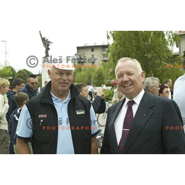 Franc Hvasti and Janez Bohoric at professional cycling race Grand Prix of Kranj- Filip Majcen Memorial in Kranj, Slovenia on June 5, 2005